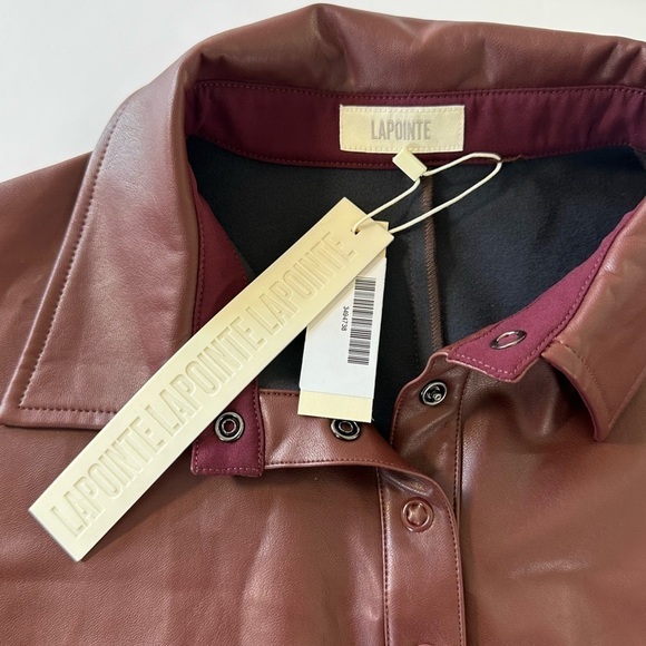 Lapointe Dress Womens Medium Sally Maroon Faux Vegan Leather Mini New - Picture 9 of 11